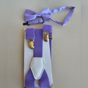Charming Lavender Kids Suspenders and Bow Tie Set